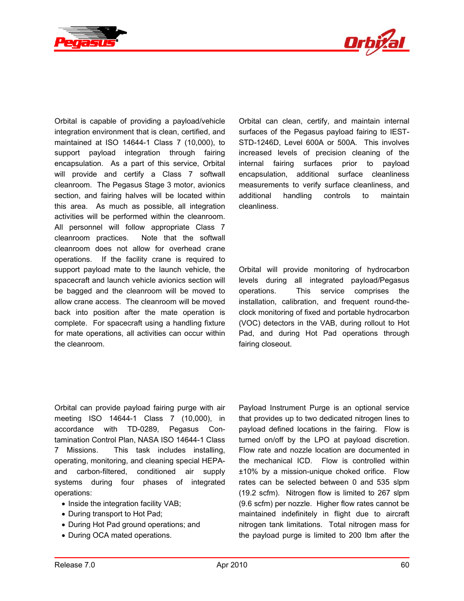 Pegasus user’s guide | Orbital Pegasus User Manual | Page 71 / 92