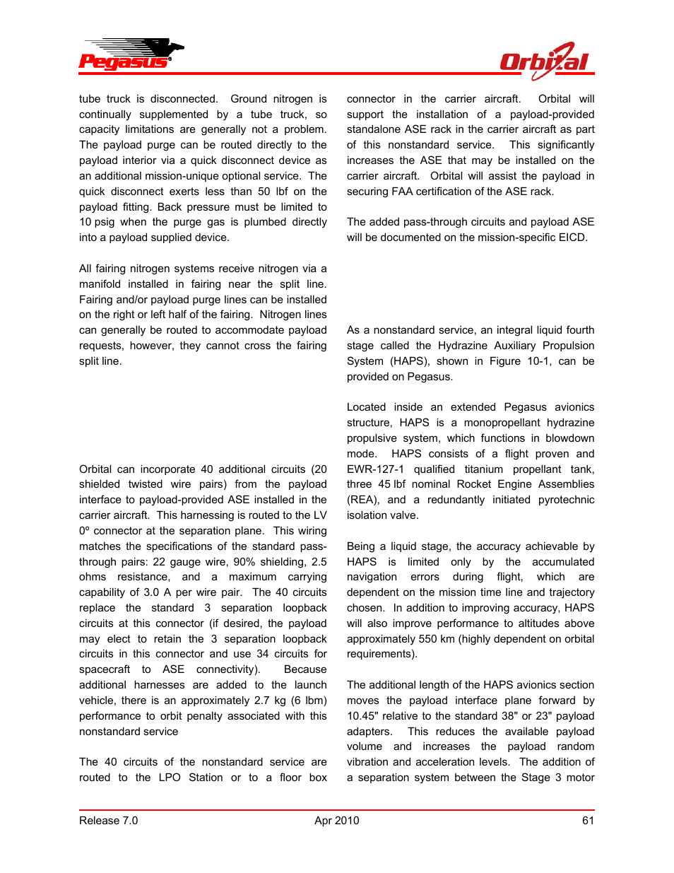 Pegasus user’s guide | Orbital Pegasus User Manual | Page 72 / 92