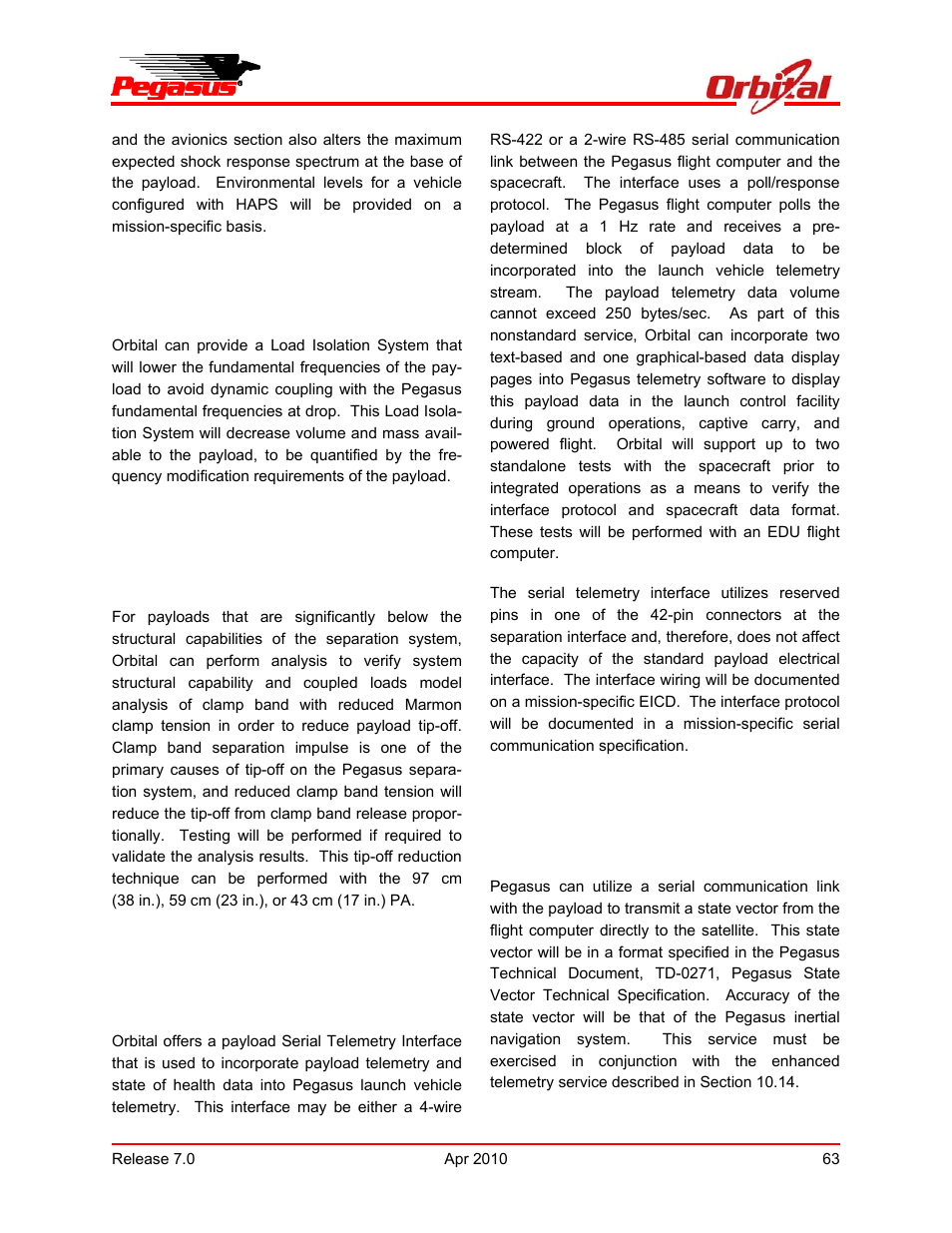 Pegasus user’s guide | Orbital Pegasus User Manual | Page 74 / 92