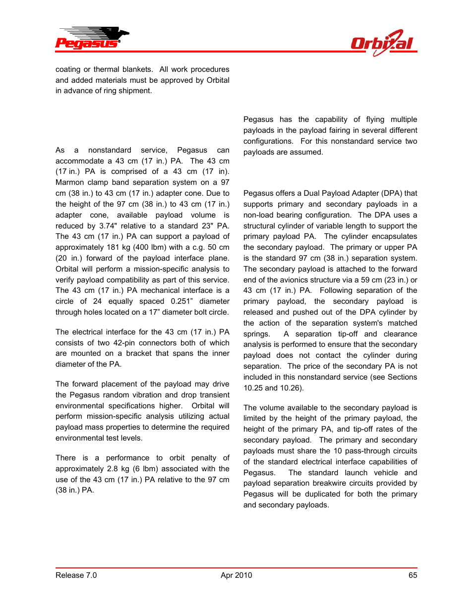 Pegasus user’s guide | Orbital Pegasus User Manual | Page 76 / 92