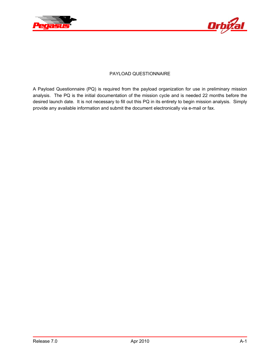 Pegasus user’s guide | Orbital Pegasus User Manual | Page 79 / 92
