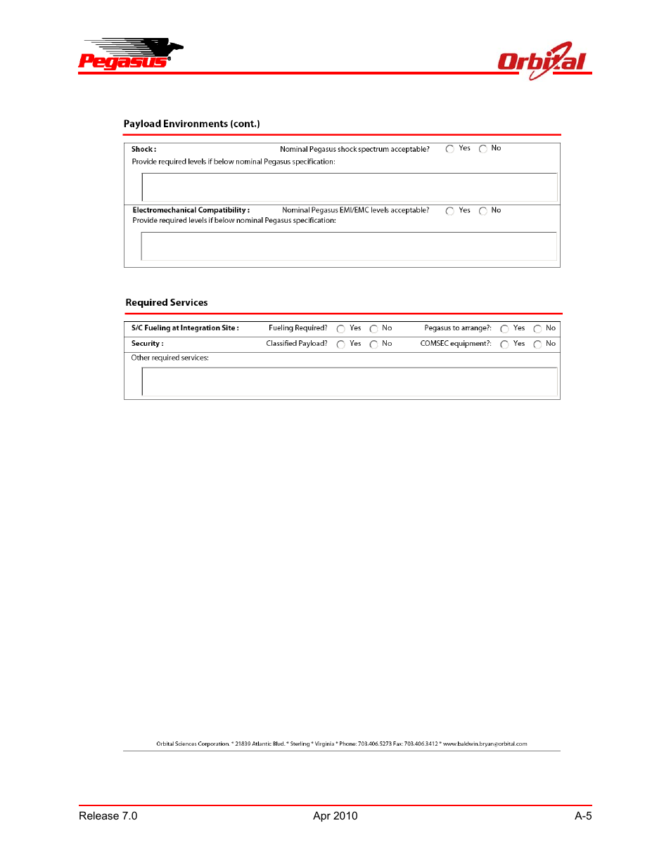 Pegasus user’s guide | Orbital Pegasus User Manual | Page 83 / 92