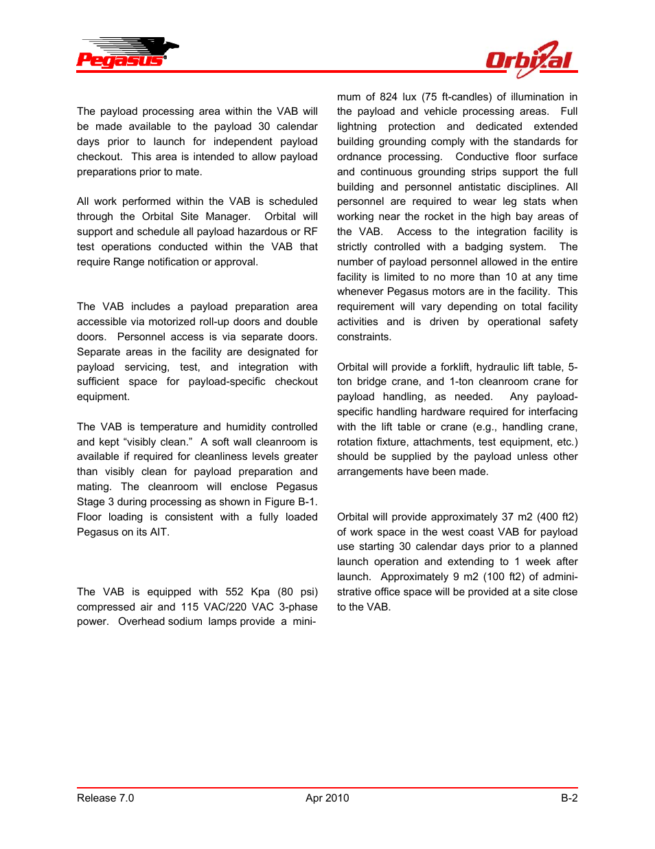 Pegasus user’s guide | Orbital Pegasus User Manual | Page 85 / 92