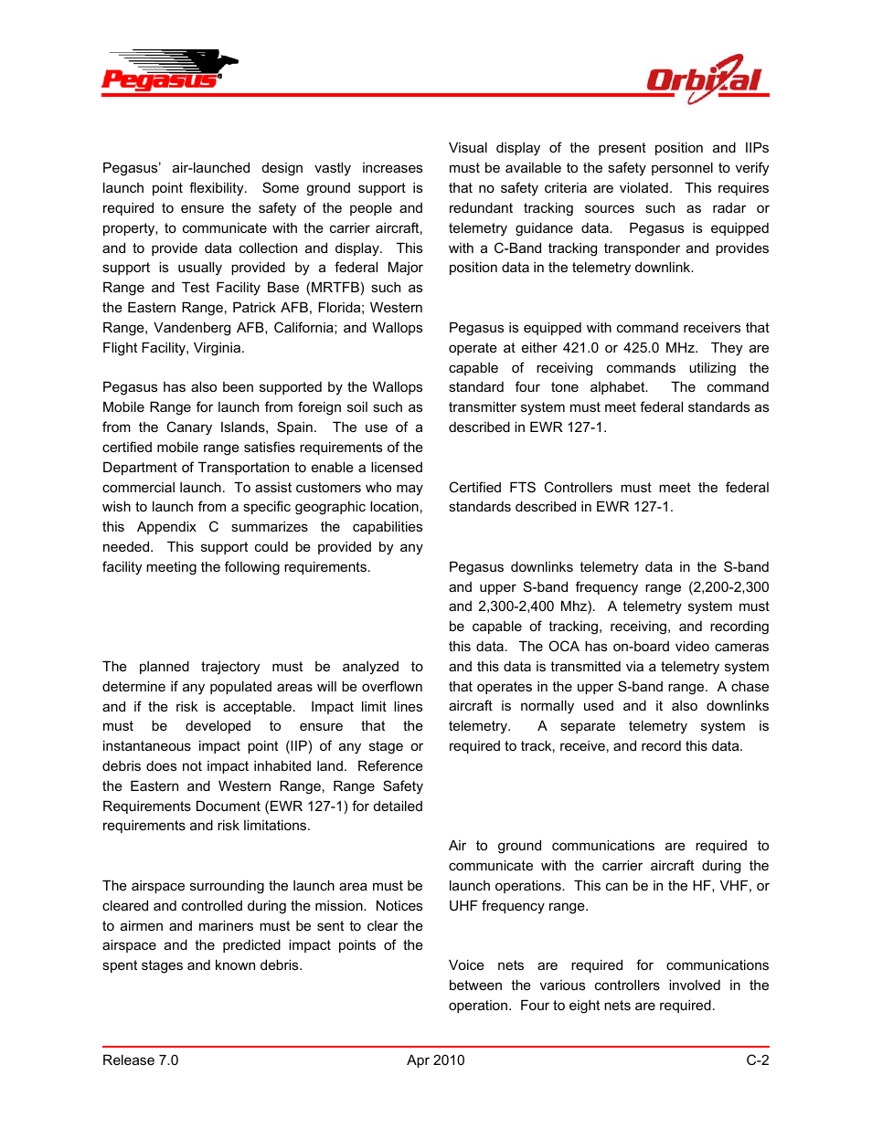 Pegasus user’s guide | Orbital Pegasus User Manual | Page 88 / 92