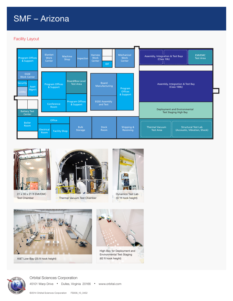 Smf – arizona, Facility layout, Orbital sciences corporation | Orbital SMF – Arizona User Manual | Page 2 / 2