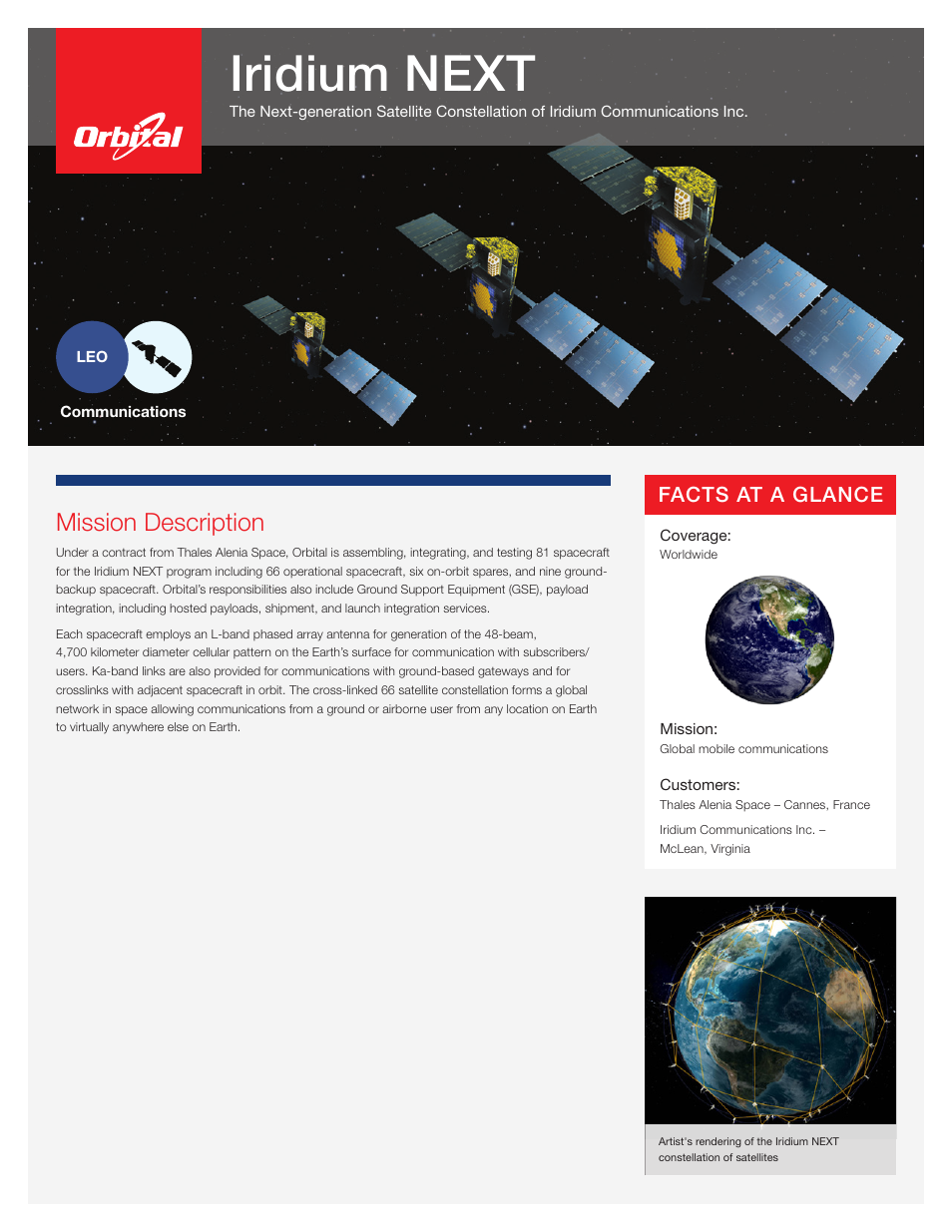 Orbital Iridium NEXT User Manual | 2 pages