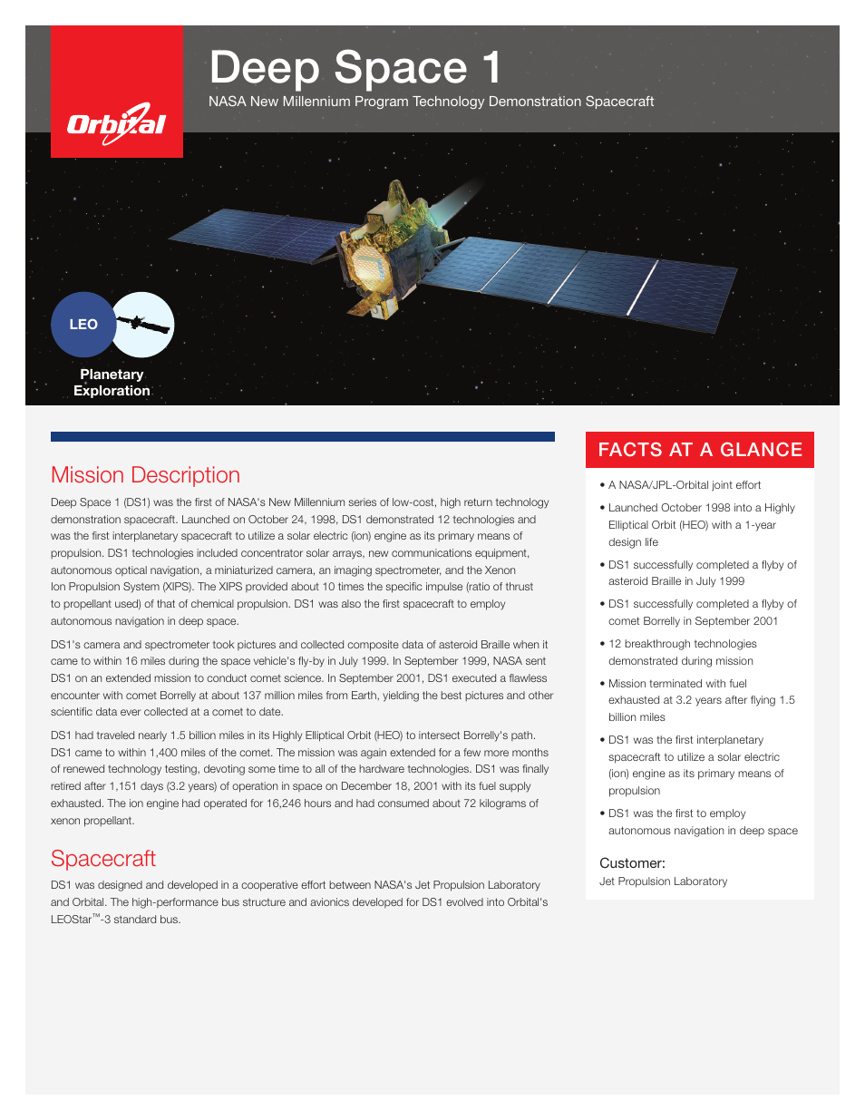 Orbital Deep Space 1 User Manual | 2 pages