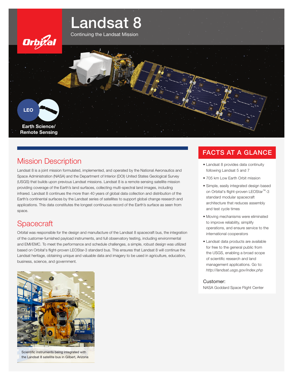 Orbital Landsat 8 User Manual | 2 pages