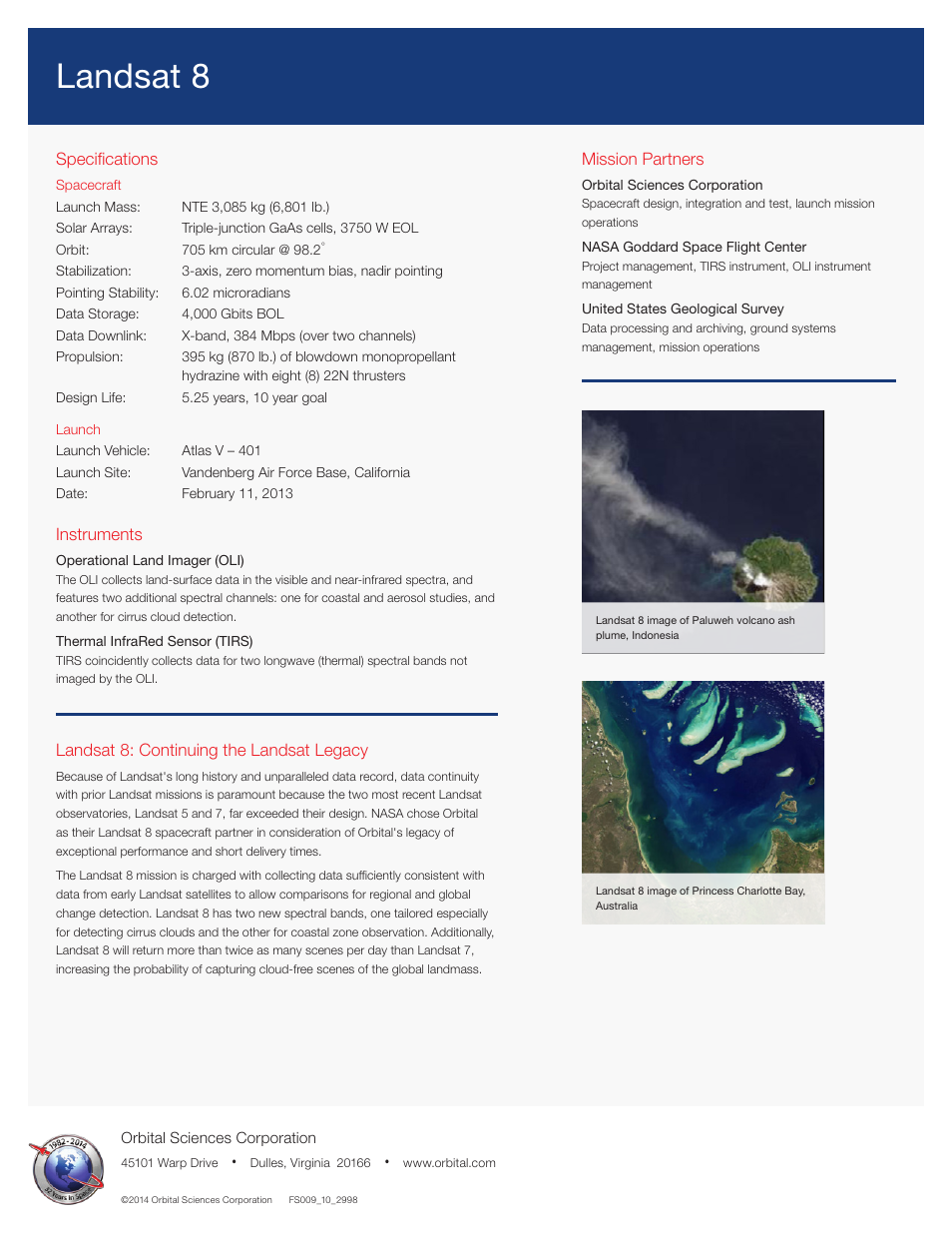 Landsat 8 | Orbital Landsat 8 User Manual | Page 2 / 2