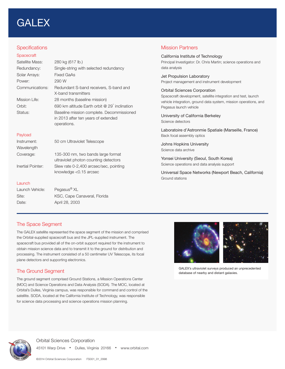 Galex | Orbital GALEX User Manual | Page 2 / 2