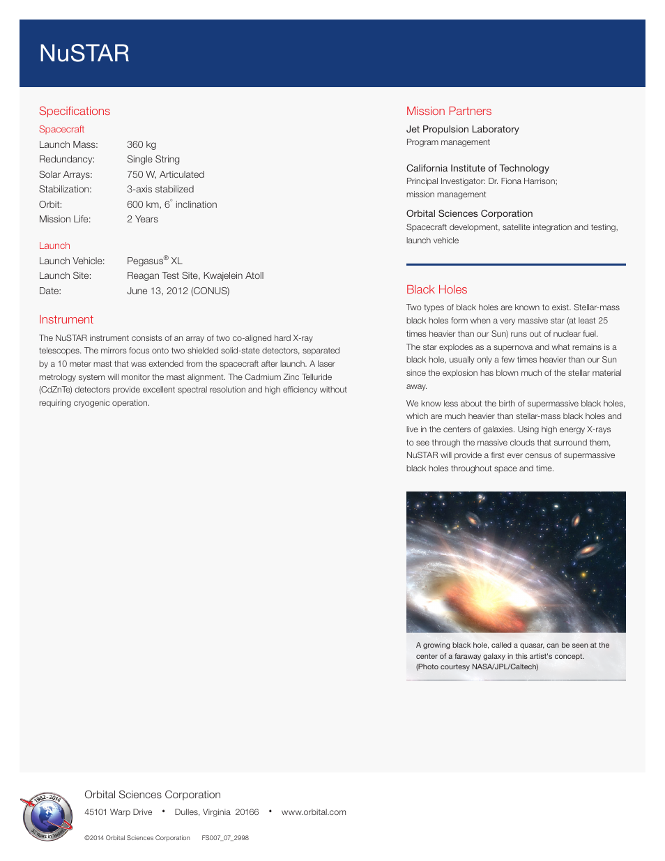 Nustar | Orbital NuSTAR User Manual | Page 2 / 2