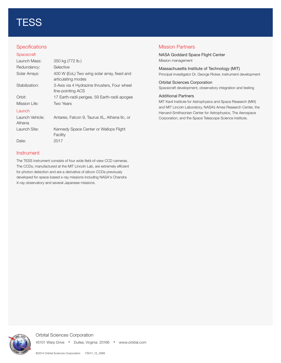 Tess | Orbital TESS User Manual | Page 2 / 2