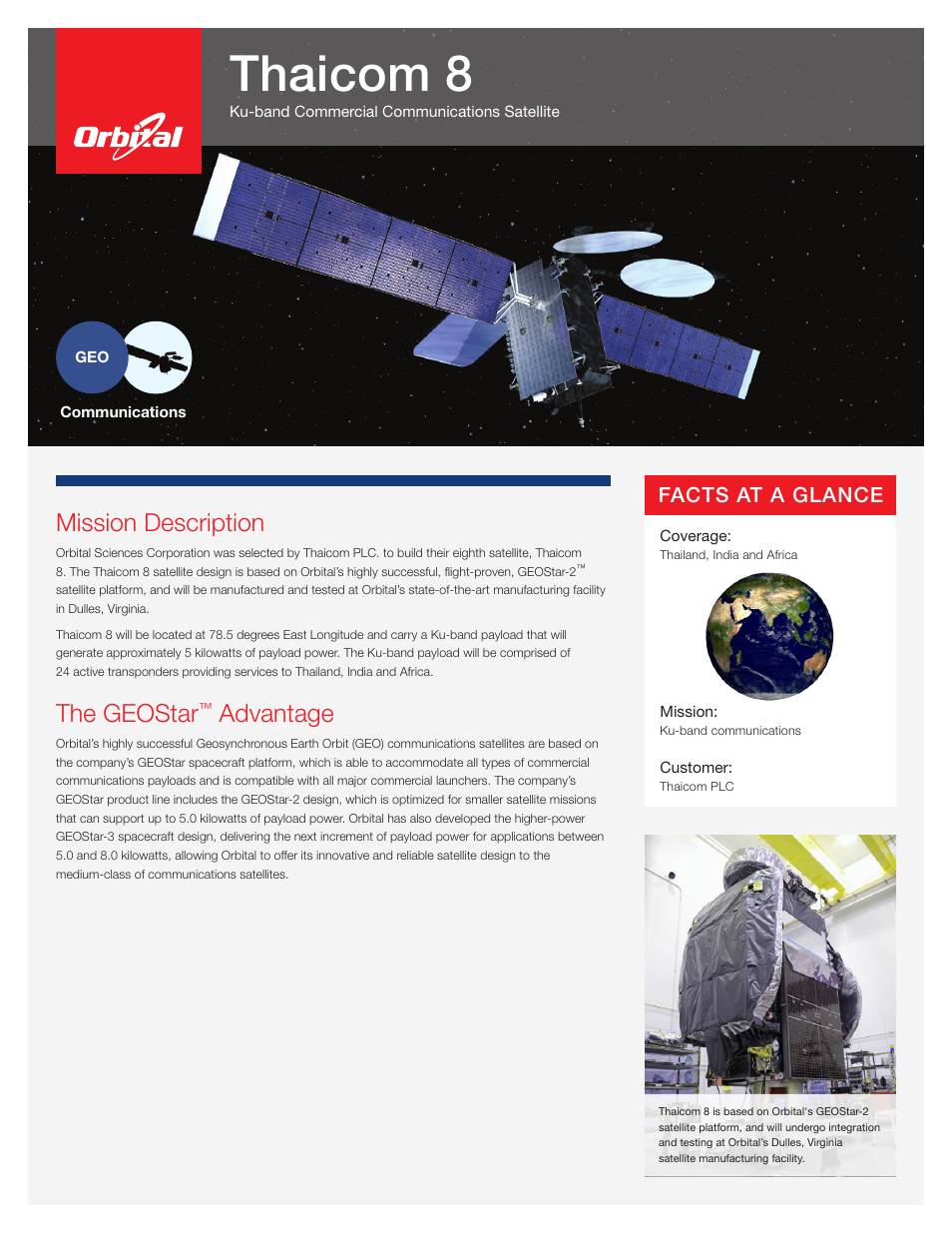 Orbital Thaicom 8 User Manual | 2 pages