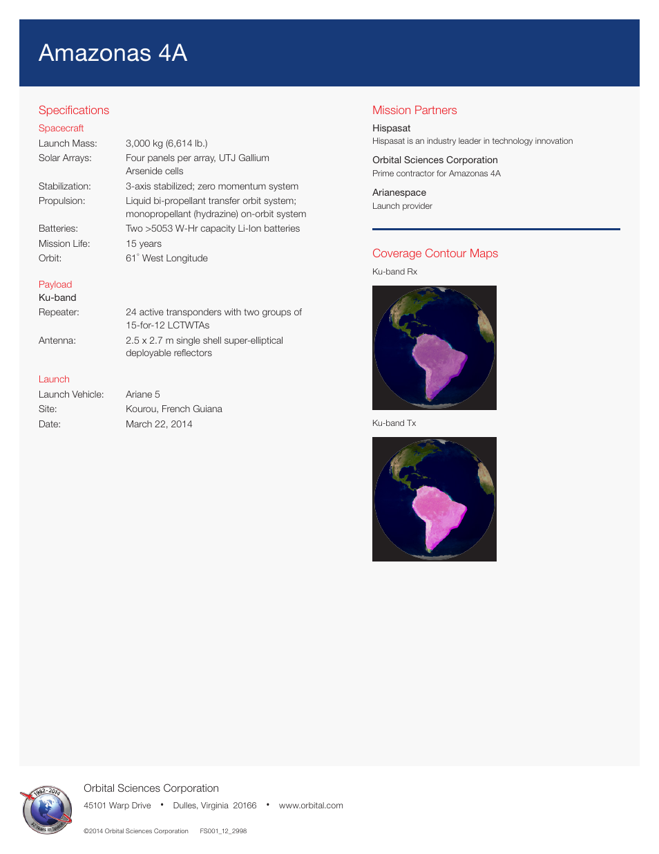 Amazonas 4a | Orbital Amazonas 4A User Manual | Page 2 / 2
