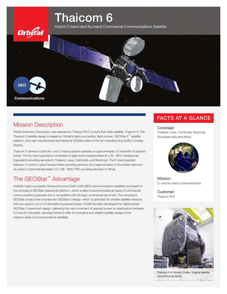 Orbital Thaicom 6 User Manual | 2 pages