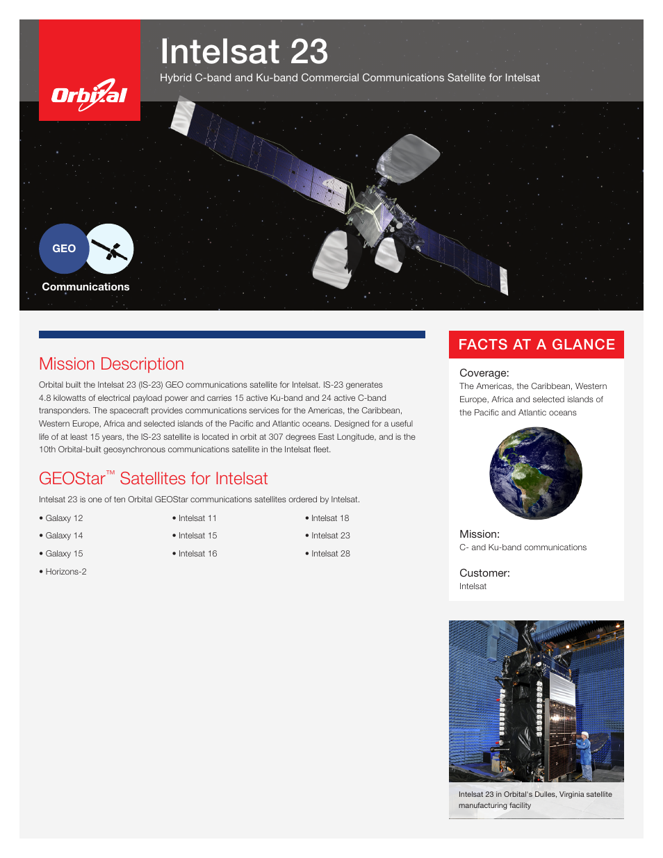 Orbital Intelsat 23 User Manual | 2 pages