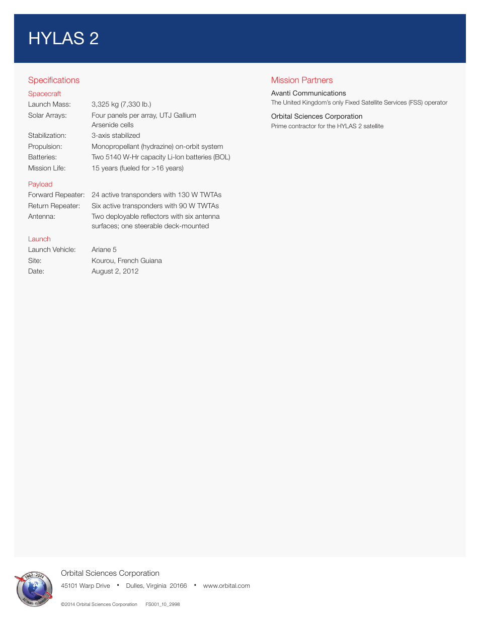 Hylas 2 | Orbital HYLAS 2 User Manual | Page 2 / 2