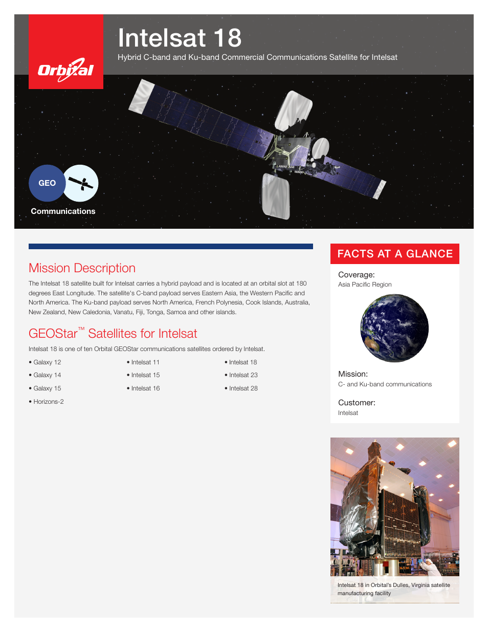 Orbital Intelsat 18 User Manual | 2 pages