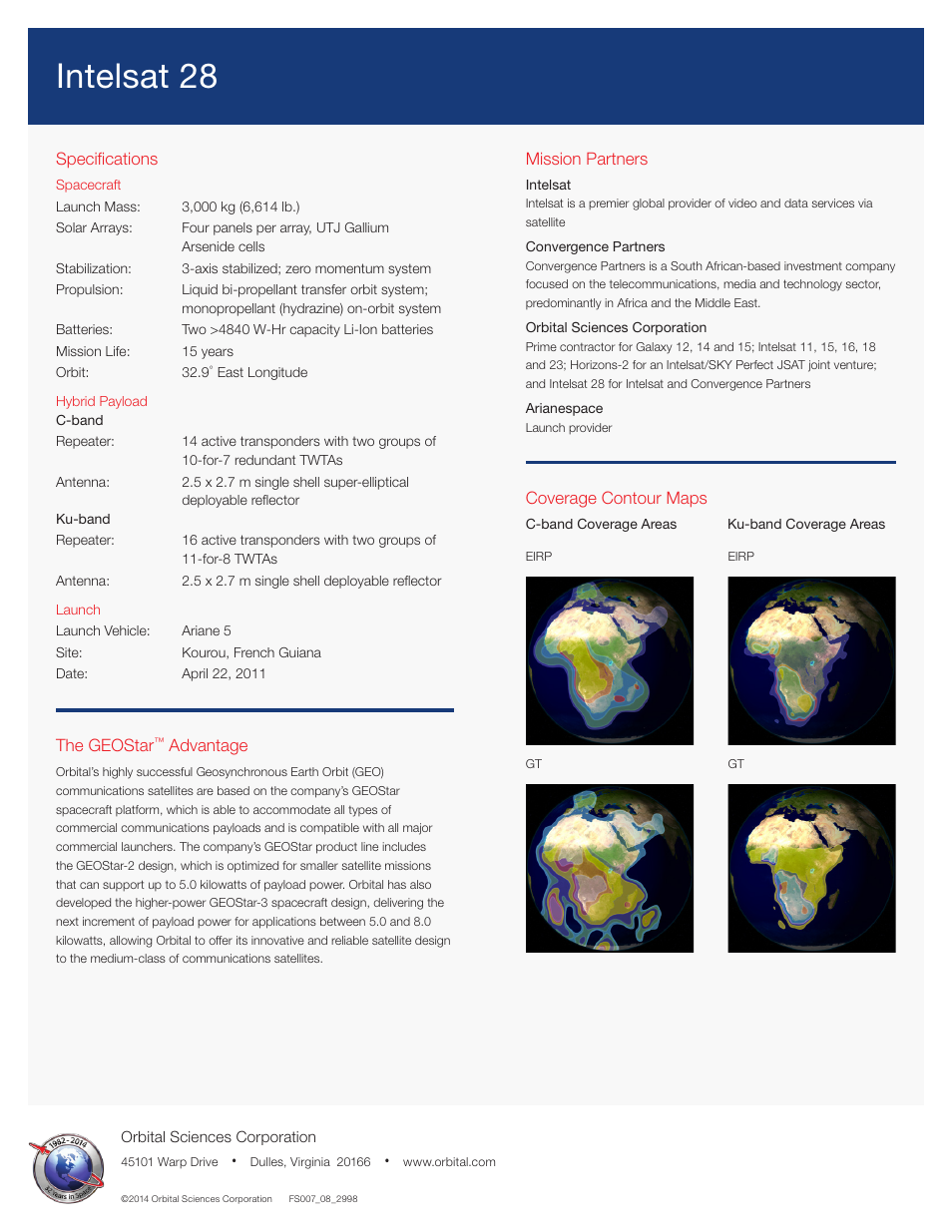 Intelsat 28 | Orbital Intelsat 28 User Manual | Page 2 / 2