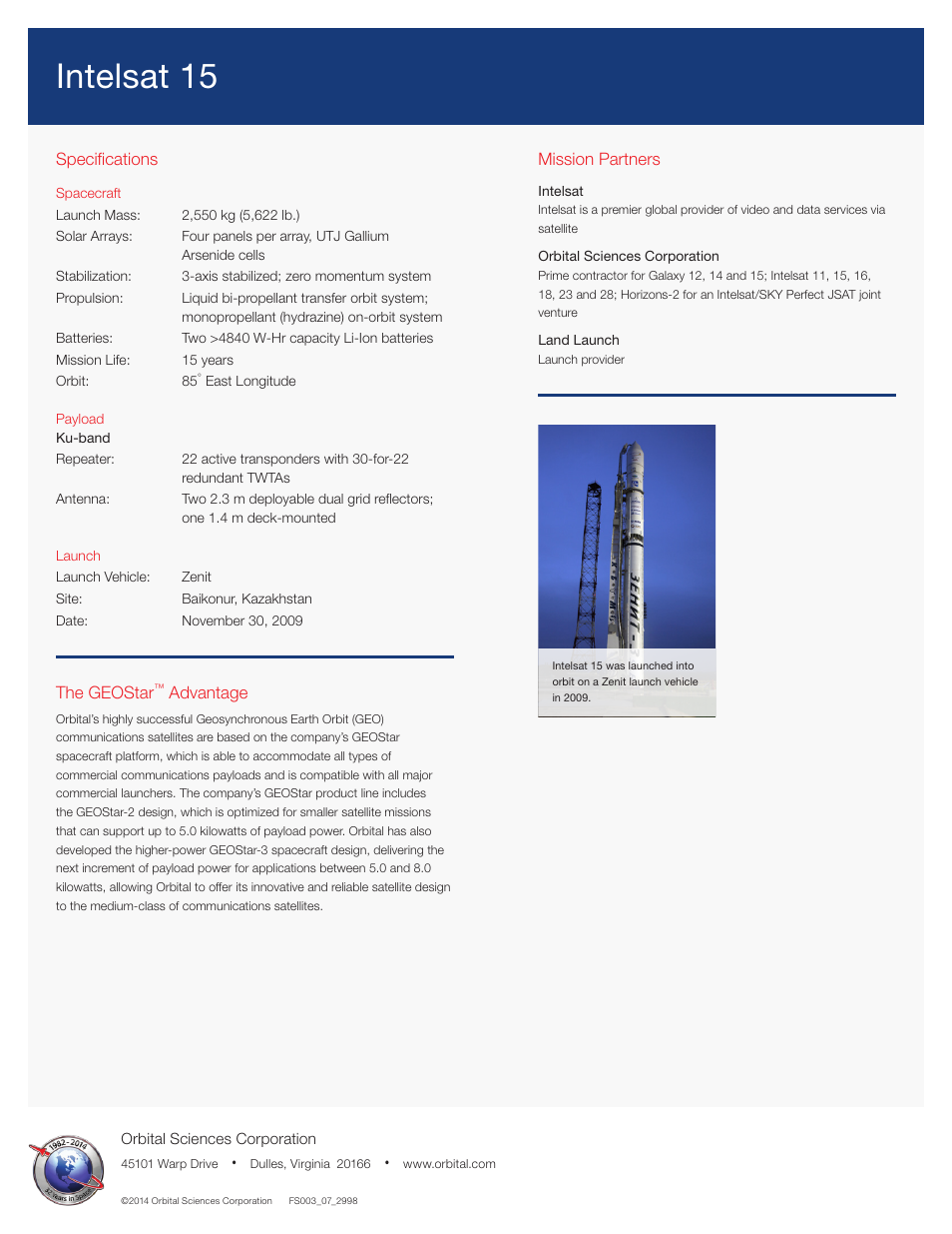 Intelsat 15 | Orbital Intelsat 15 User Manual | Page 2 / 2