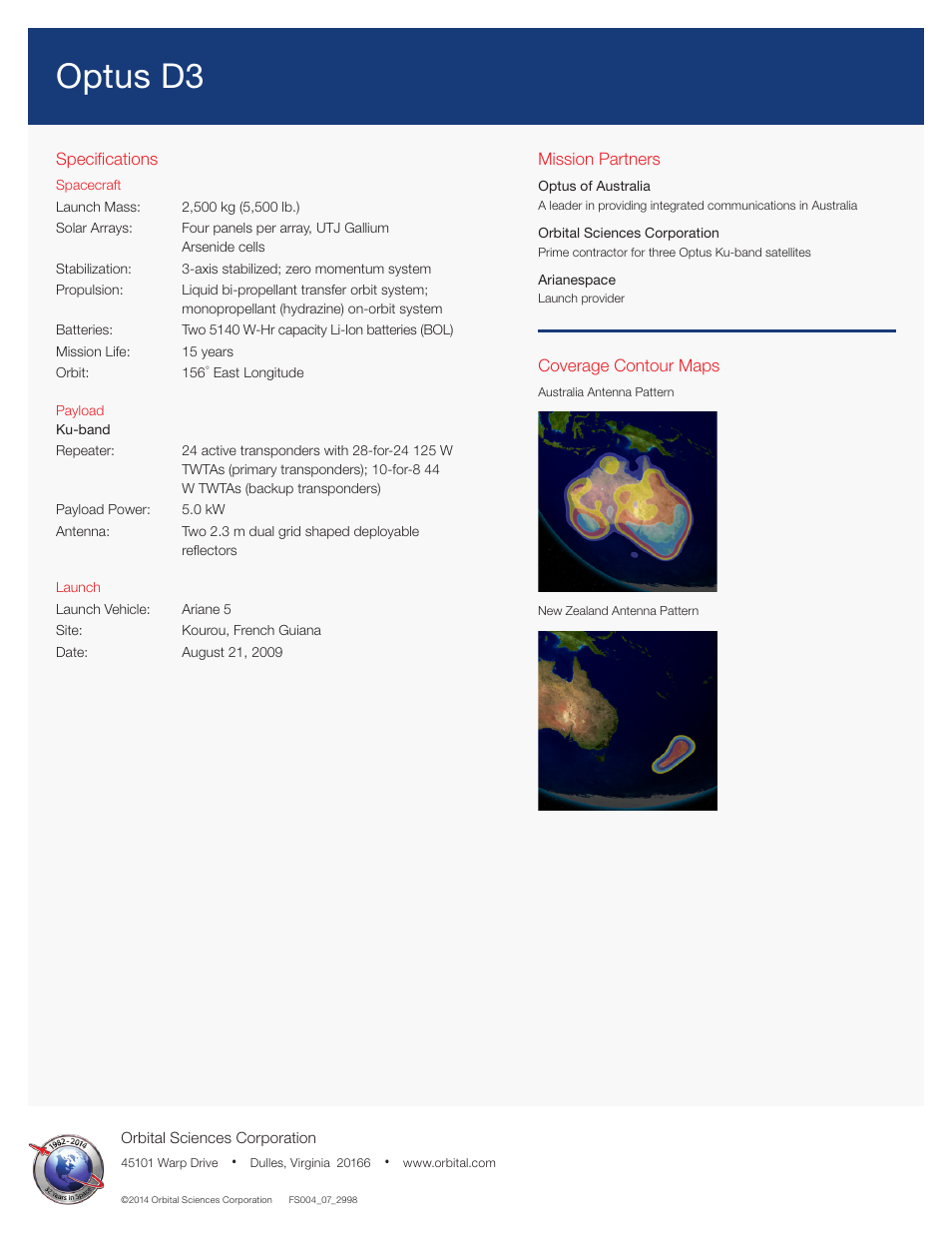 Optus d3 | Orbital Optus D3 User Manual | Page 2 / 2