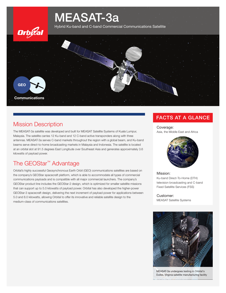 Orbital MEASAT-3a User Manual | 2 pages