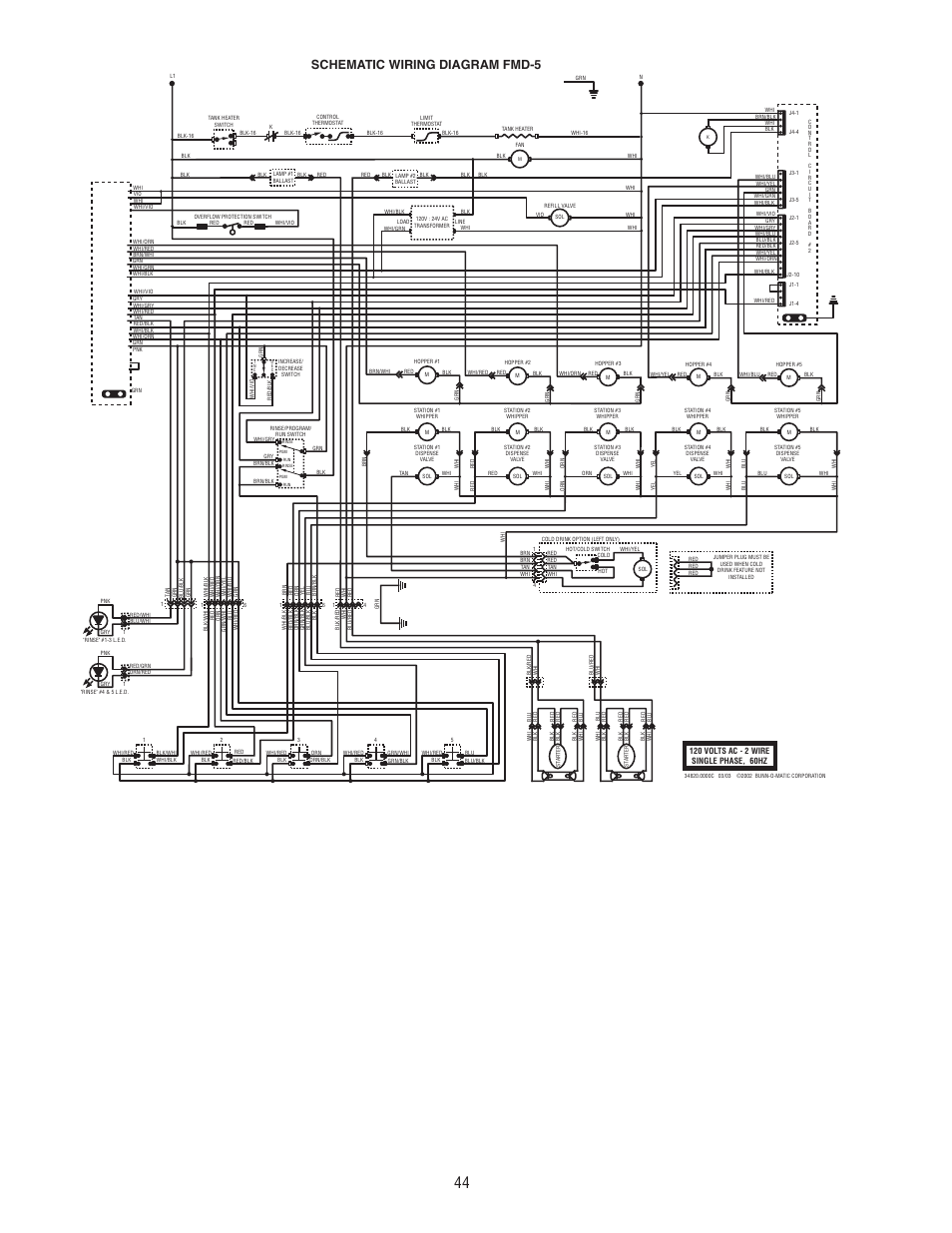 Schematic wiring diagram fmd-5 | Bunn FMD-4 User Manual | Page 44 / 45