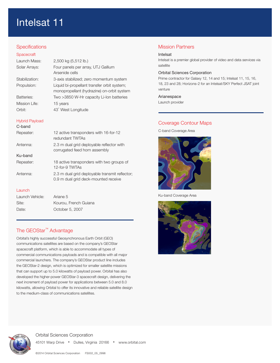 Intelsat 11 | Orbital Intelsat 11 User Manual | Page 2 / 2