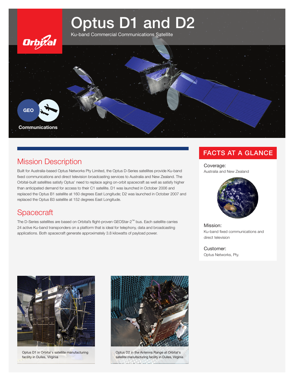 Orbital Optus D2 User Manual | 2 pages