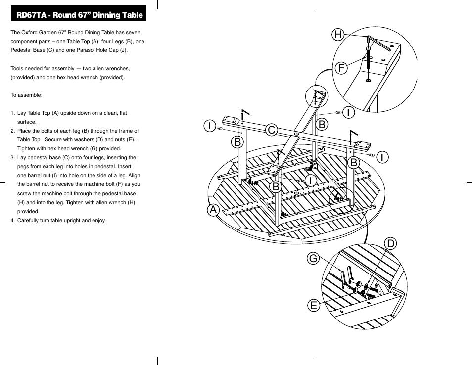 Oxford Garden Round 67 Dining Table User Manual | Page 2 / 2