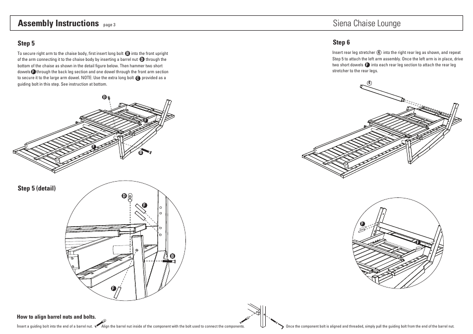 Assembly instructions, Siena chaise lounge | Oxford Garden Siena Chaise Lounge User Manual | Page 3 / 4