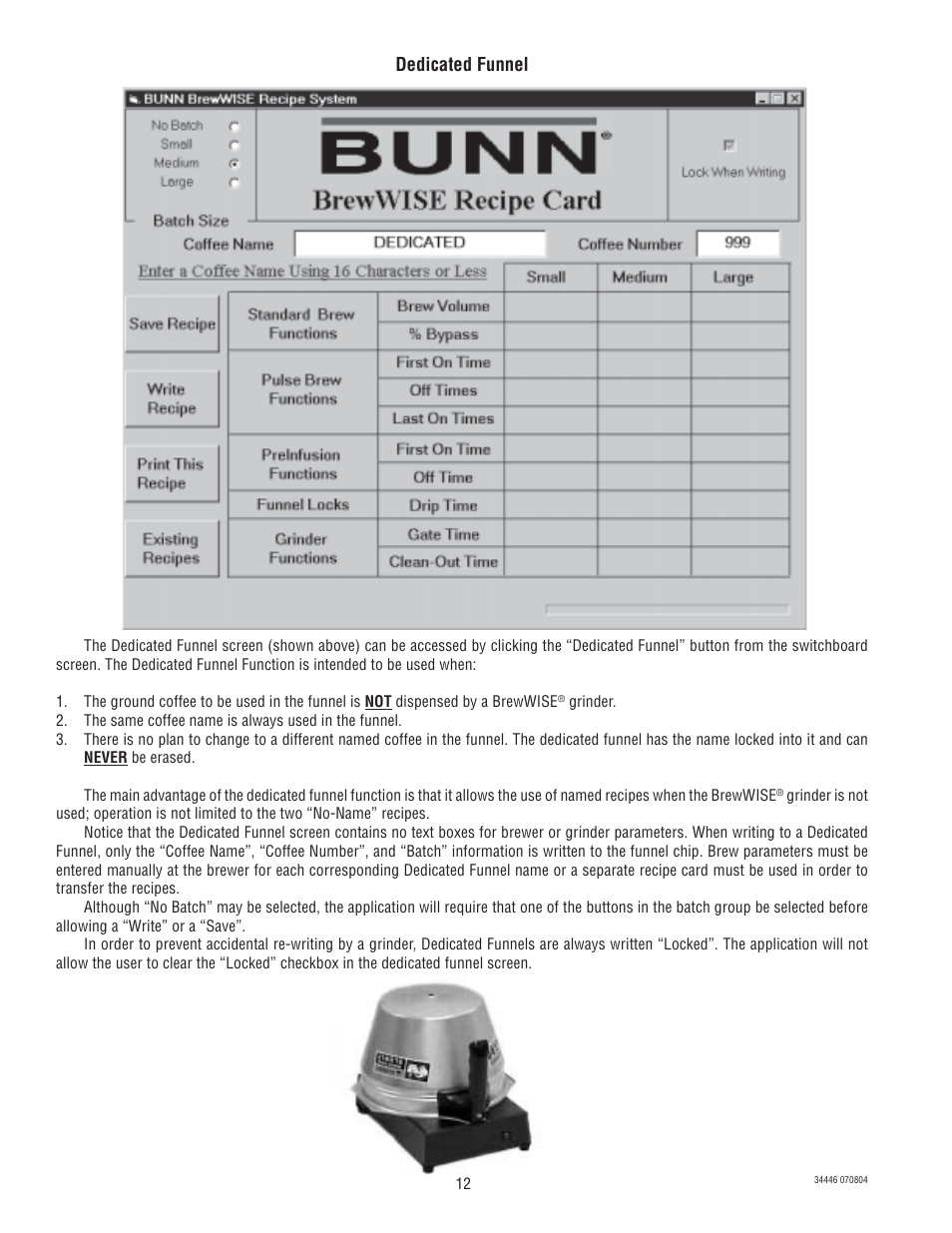 Dedicated funnel | Bunn B10 Series User Manual | Page 12 / 15