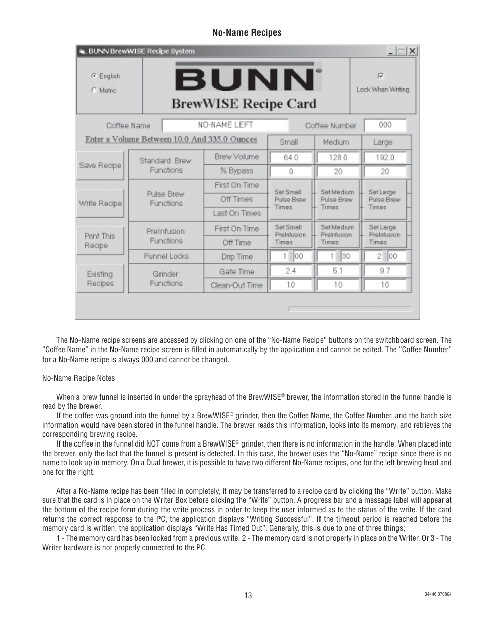 No-name recipes | Bunn B10 Series User Manual | Page 13 / 15