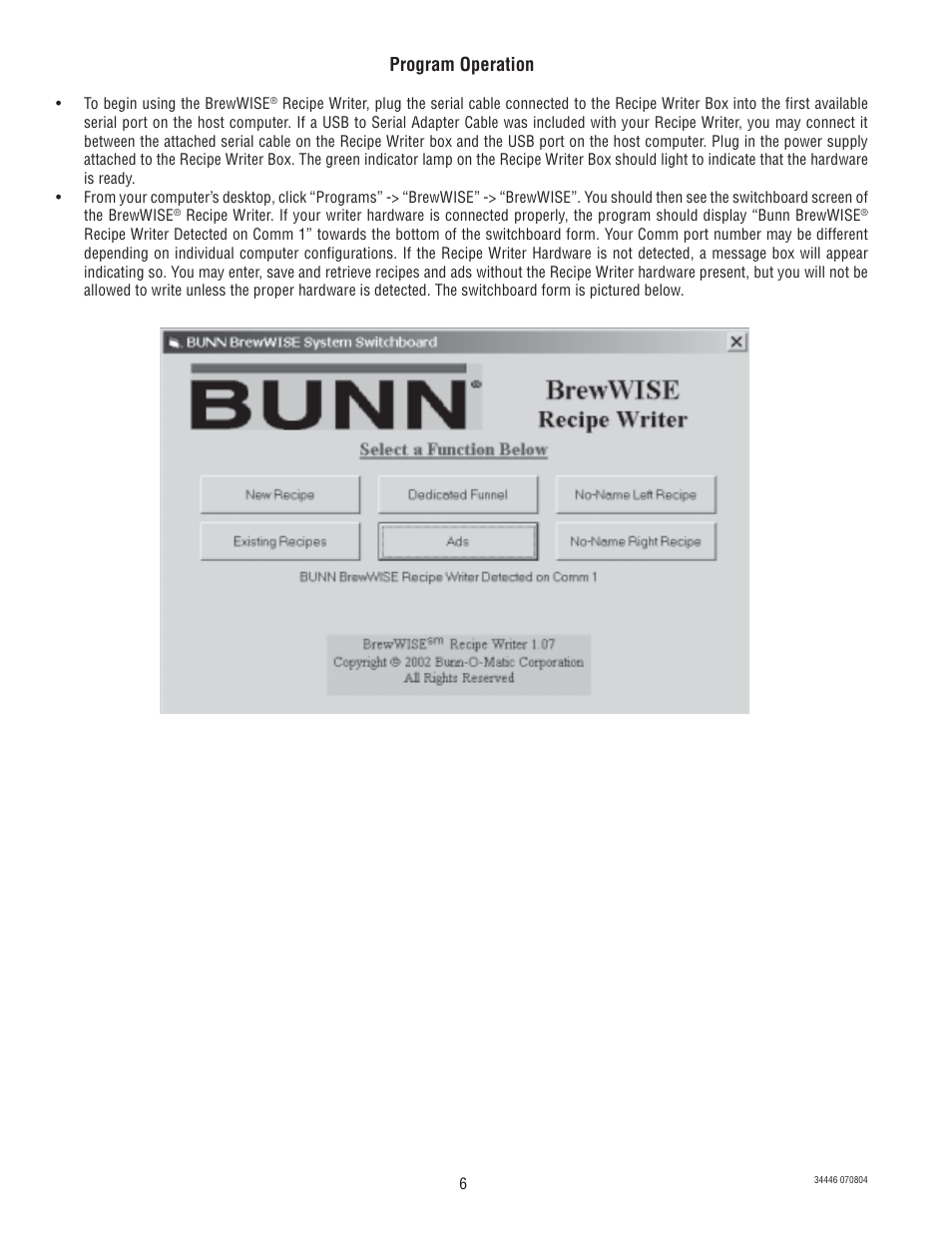 Program operation | Bunn B10 Series User Manual | Page 6 / 15