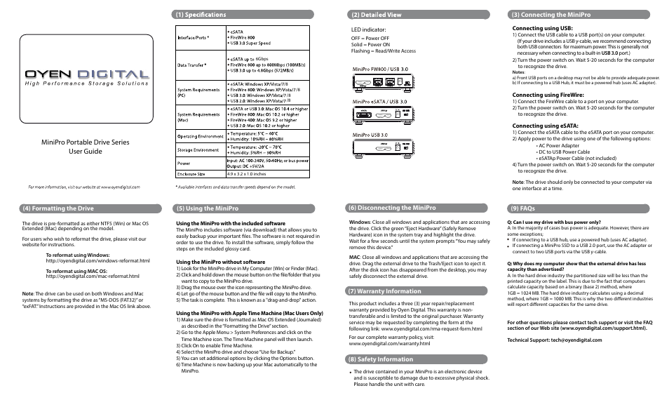 Oyen Digital MINIPRO 2.5" HARD DRIVE SERIES User Manual | 1 page