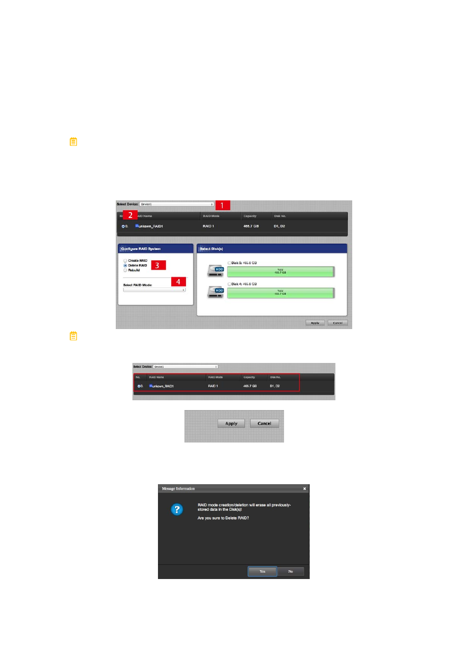 Raid configurations: delete an existing raid set | Oyen Digital DATATALE RS-M4T 4-BAY THUNDERBOLT User Manual | Page 39 / 55