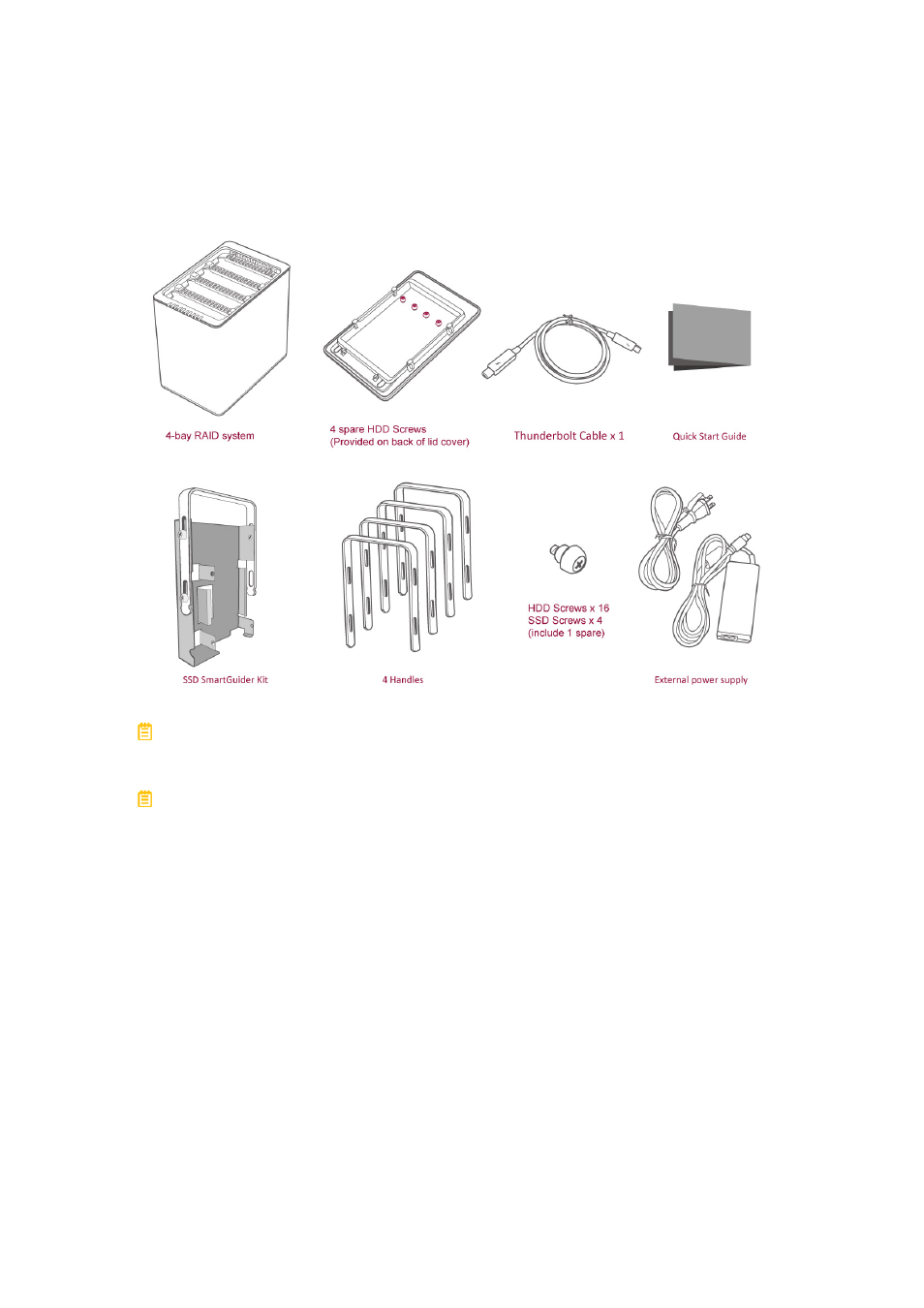 Package contents | Oyen Digital DATATALE RS-M4T 4-BAY THUNDERBOLT User Manual | Page 8 / 55