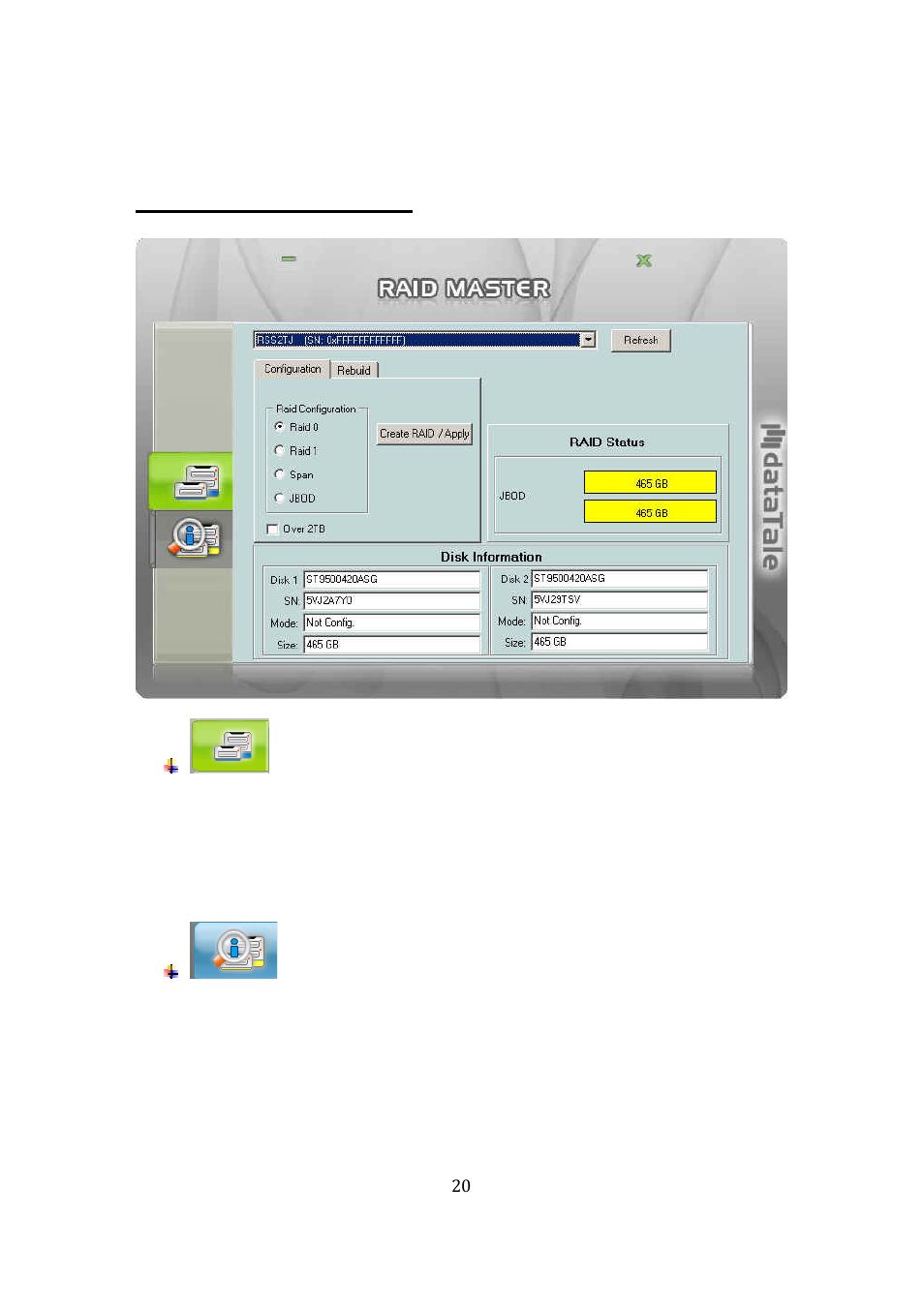 Raid master menu | Oyen Digital DATATALE RS-M2QJ 2-BAY RAID User Manual | Page 20 / 47
