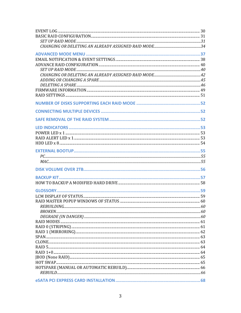 Oyen Digital DATATALE RC-M4QJ 4-BAY RAID User Manual | Page 3 / 79