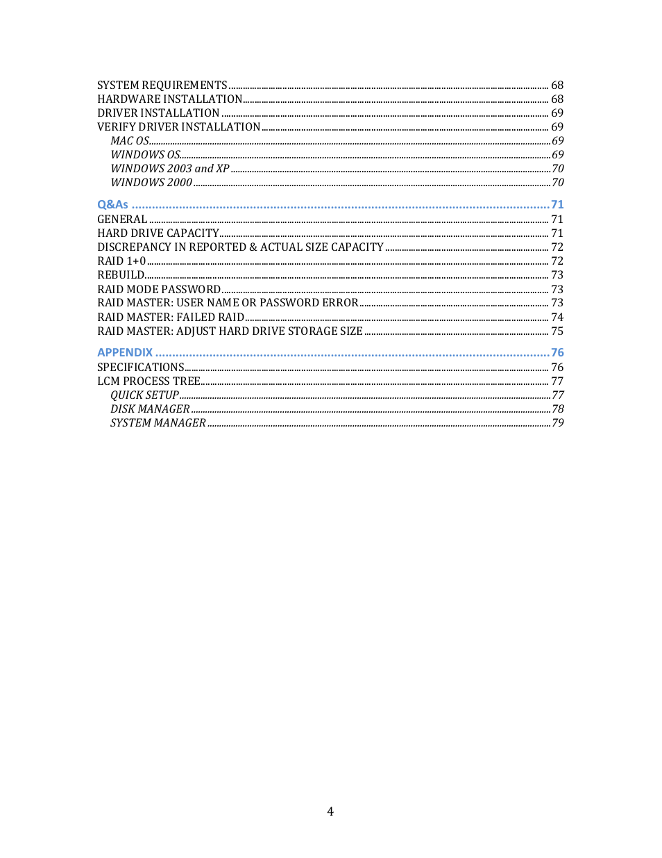 Oyen Digital DATATALE RC-M4QJ 4-BAY RAID User Manual | Page 4 / 79