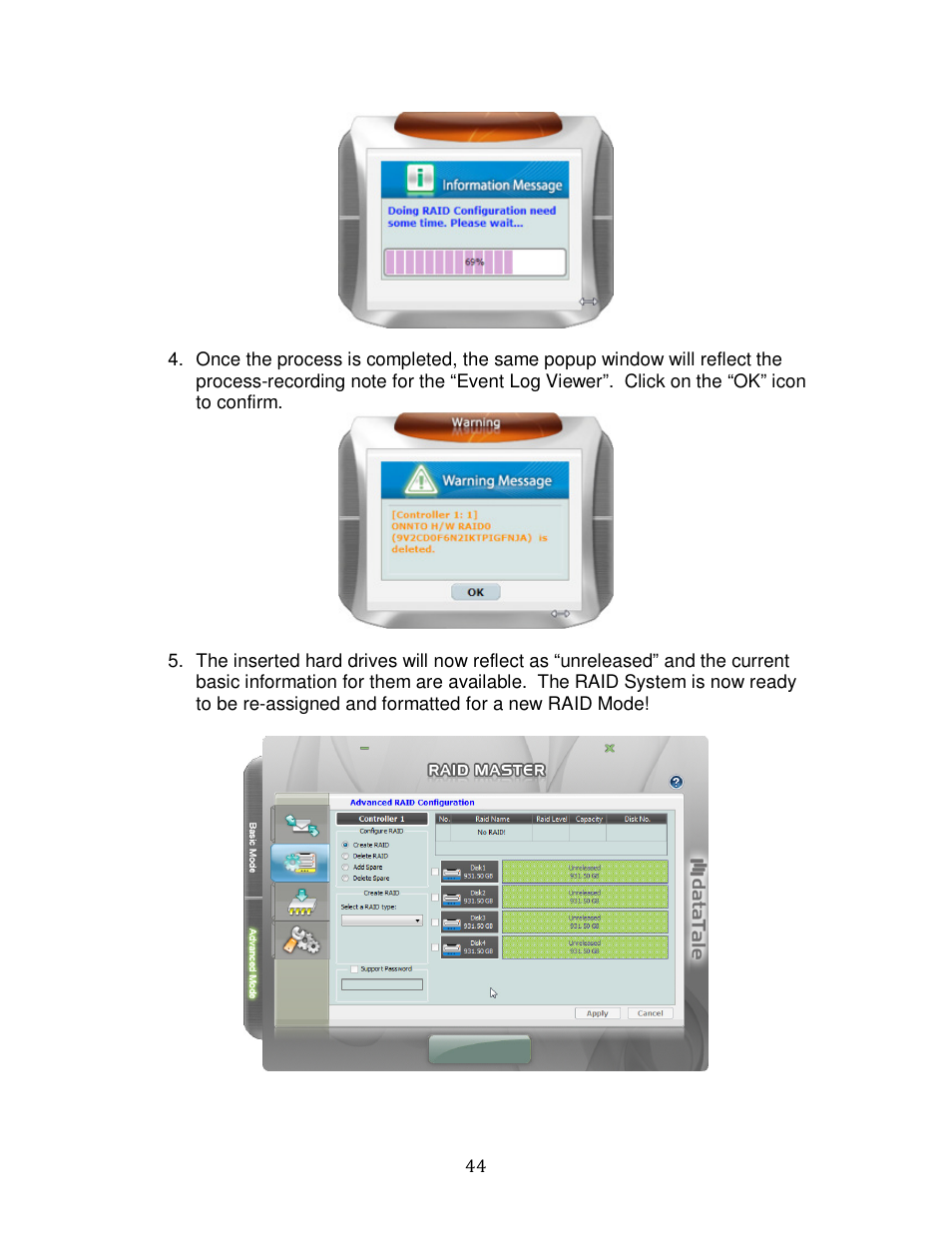 Oyen Digital DATATALE RC-M4QJ 4-BAY RAID User Manual | Page 44 / 79