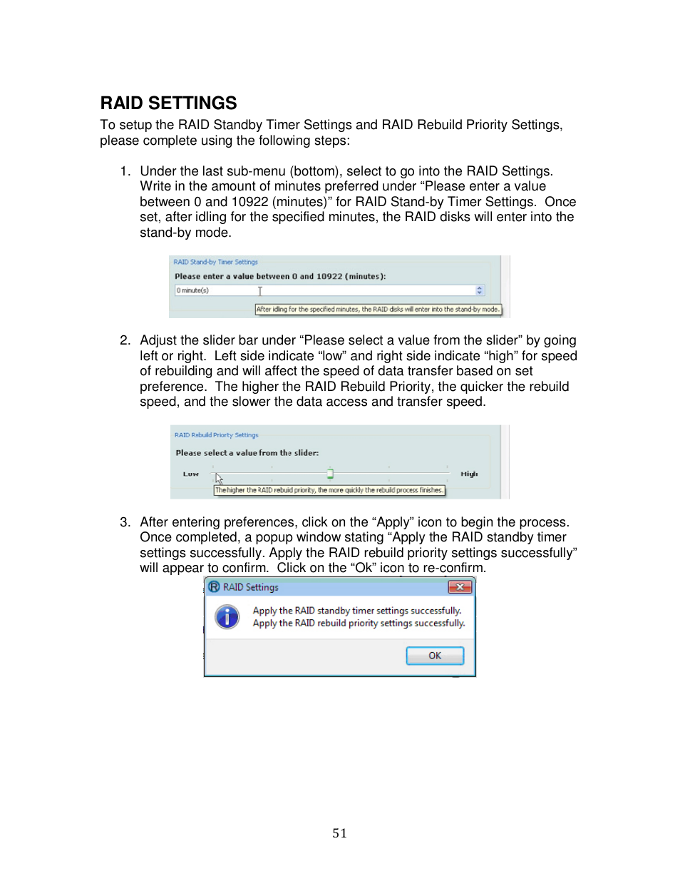 Raid settings | Oyen Digital DATATALE RC-M4QJ 4-BAY RAID User Manual | Page 51 / 79