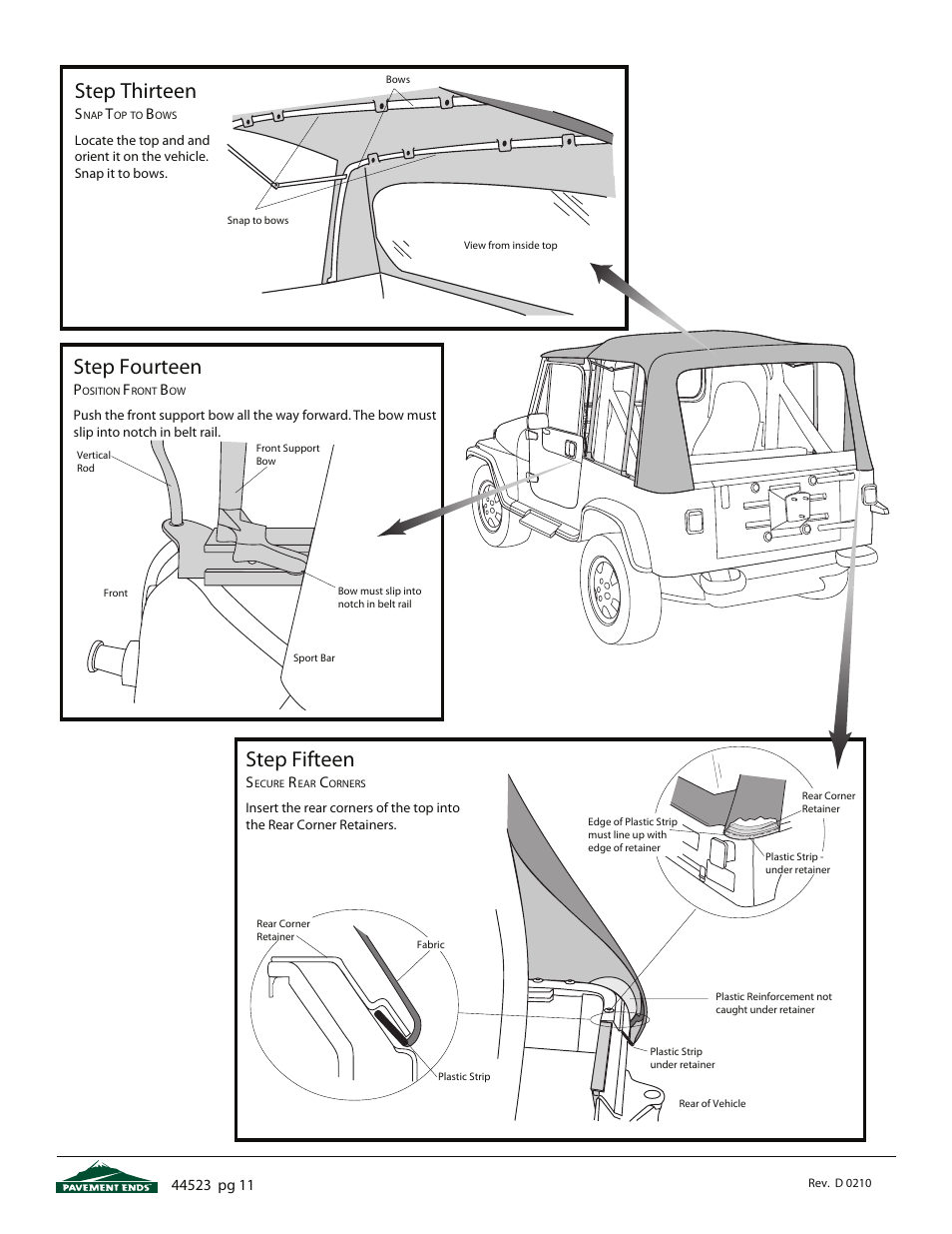 Step thirteen, Step fourteen, Step fifteen | Pavement Ends 44523 Flip Top User Manual | Page 11 / 16