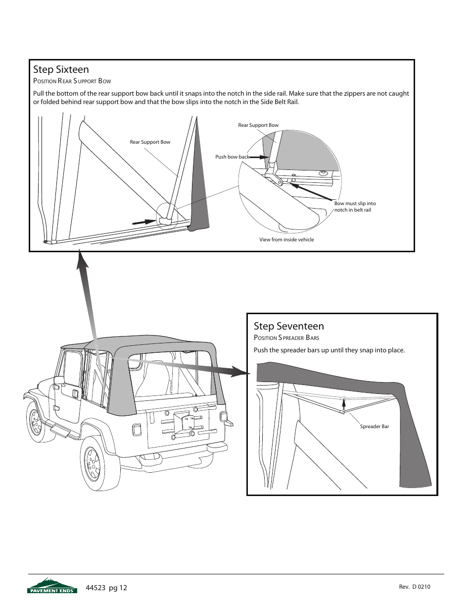 Step sixteen, Step seventeen | Pavement Ends 44523 Flip Top User Manual | Page 12 / 16