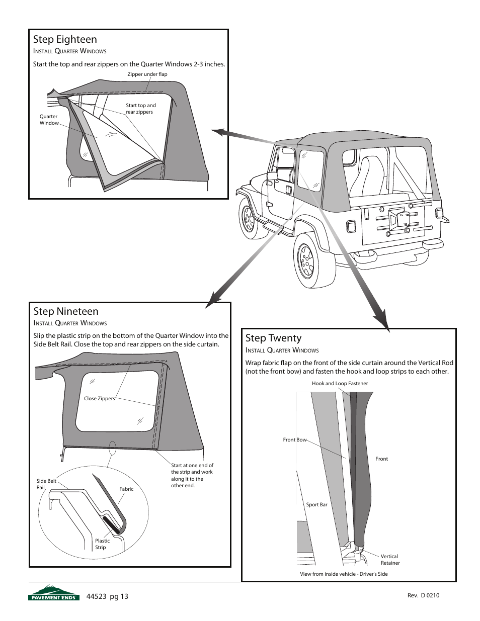 Step eighteen, Step nineteen, Step twenty | Pavement Ends 44523 Flip Top User Manual | Page 13 / 16