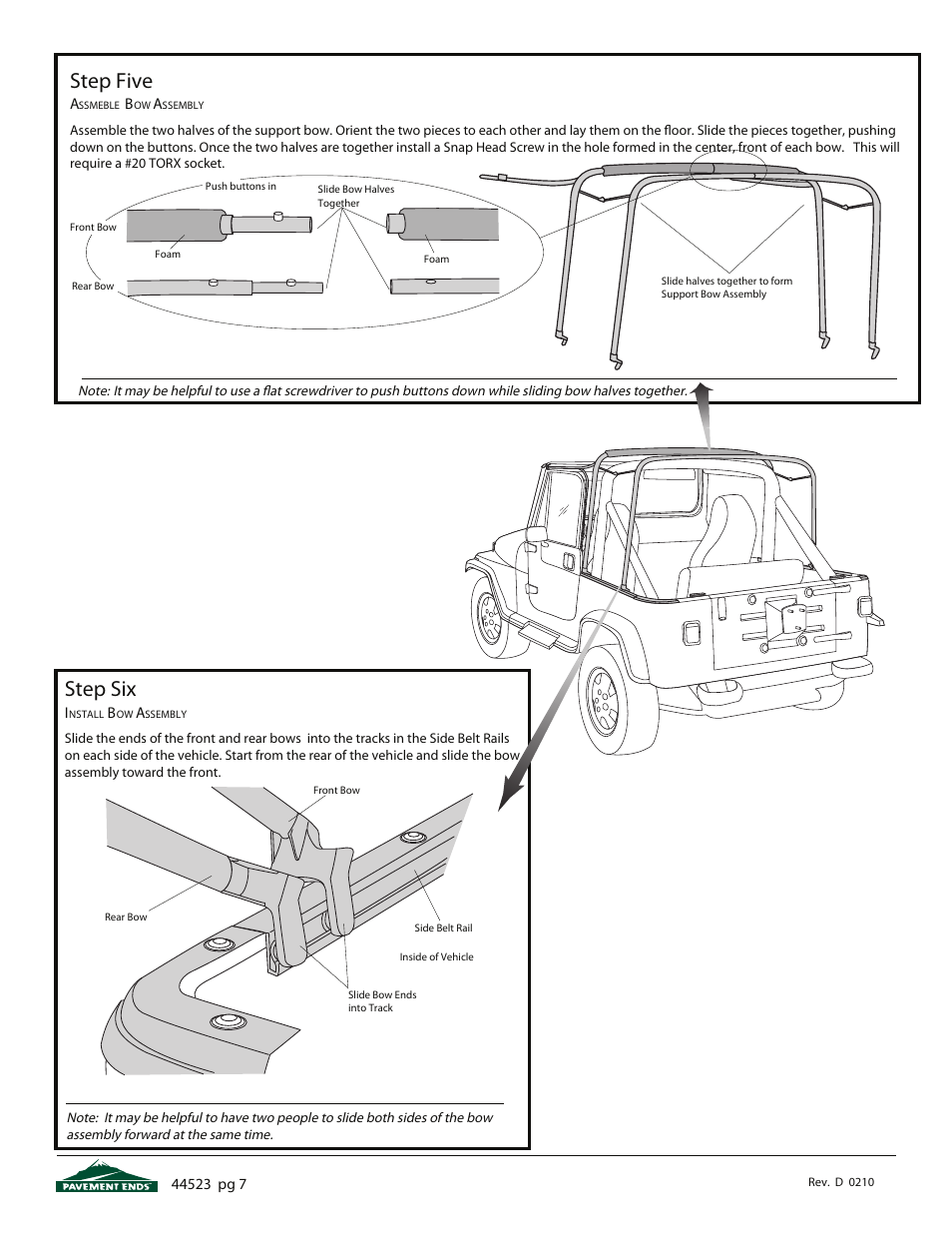 Step five, Step six | Pavement Ends 44523 Flip Top User Manual | Page 7 / 16
