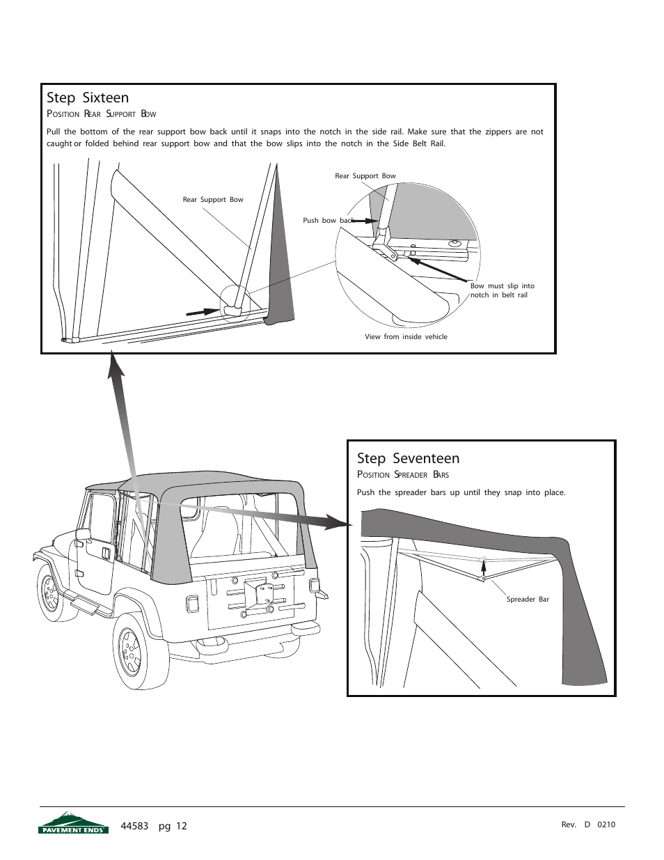 Step sixteen, Step seventeen | Pavement Ends 44583 Flip Top User Manual | Page 12 / 17