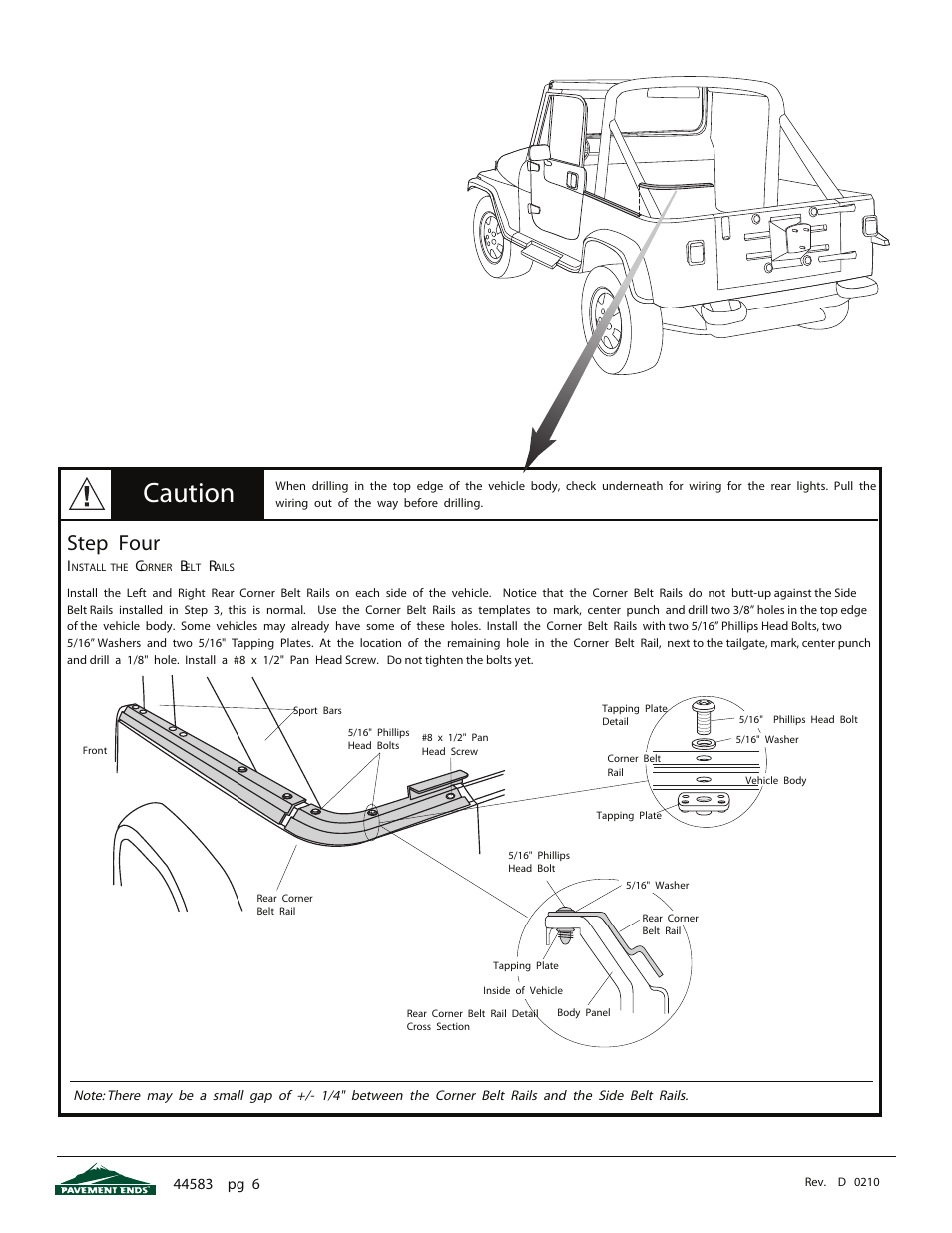 Caution, Step four | Pavement Ends 44583 Flip Top User Manual | Page 6 / 17