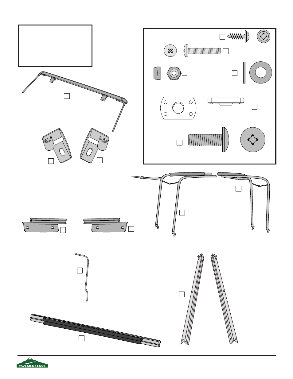 Parts list and hardware identifi cation | Pavement Ends 44587 Flip Top User Manual | Page 2 / 12
