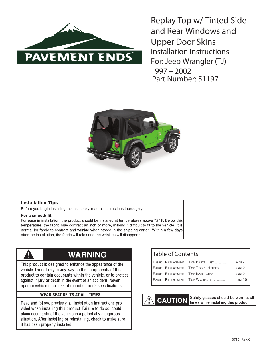 Pavement Ends 51197 Replay User Manual | 10 pages
